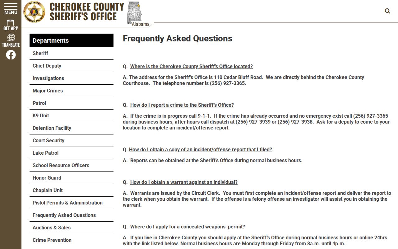 Cherokee County active warrant report and clerk process