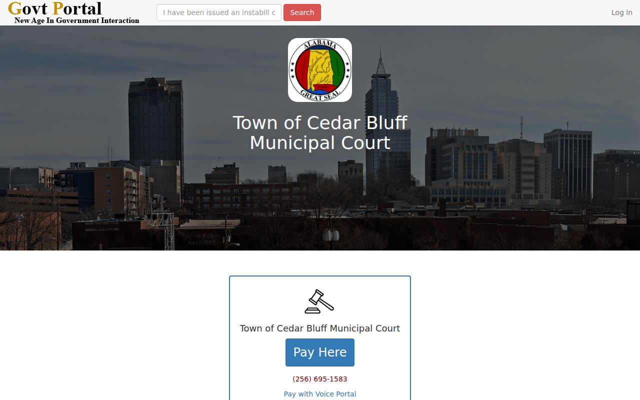 Cherokee County Cedar Bluff municipal warrant payment portal