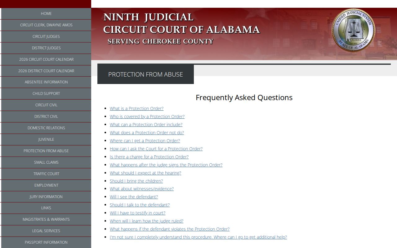 Cherokee County warrant jurisdiction and protection order process