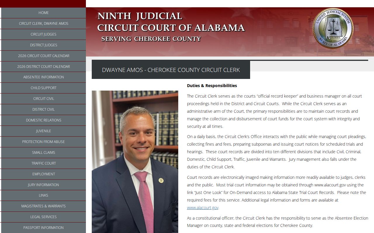 Cherokee County warrant records held by the Circuit Clerk
